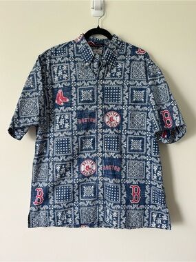 Boston Red Sox MLB Reyn Spooner Navy Team Lahaina Aloha Button-Down Shirt